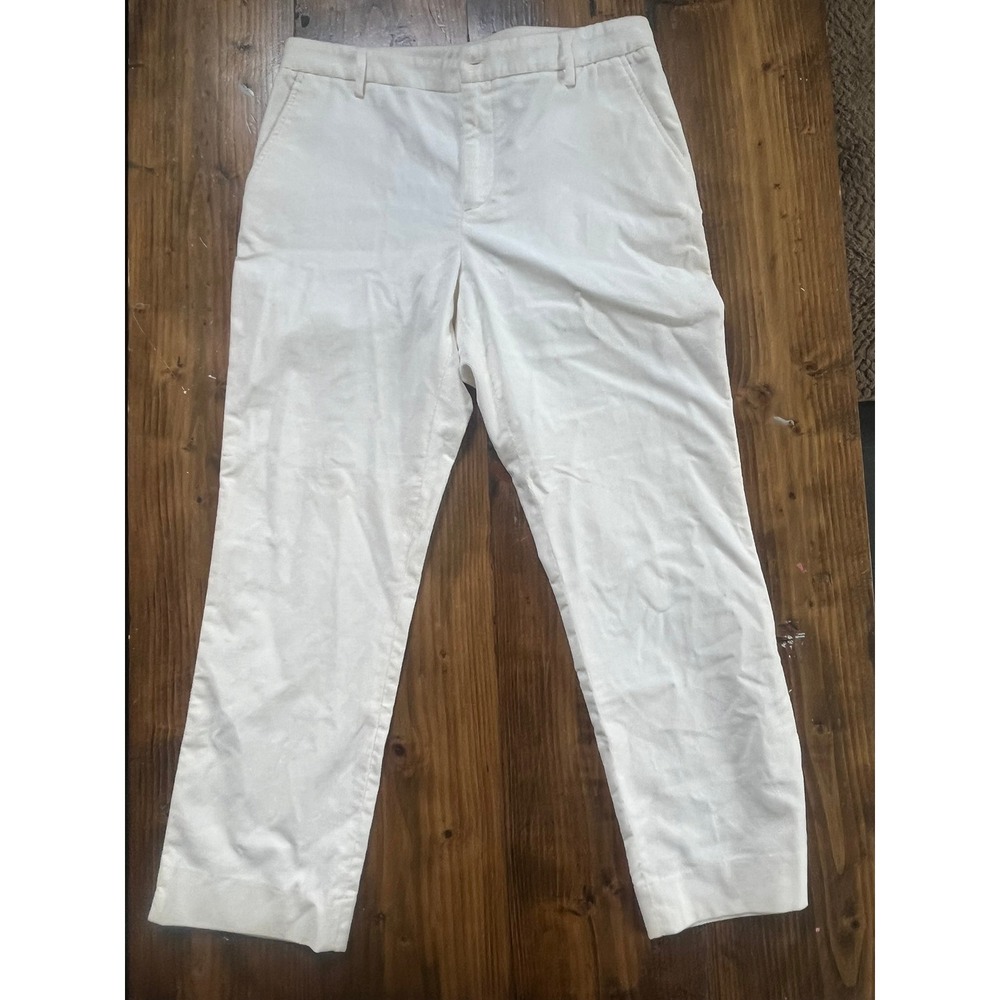 Lauren Ralph Lauren Mens White Corduroy Straight Leg Pants Size 12 Cotton Blend